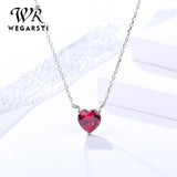 Silver 925 Red Heart Crystal Pendant Necklace for Women Wedding