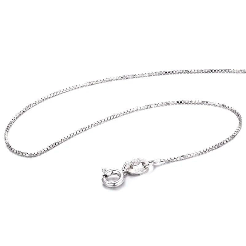 925 Sterling Silver Rhodium Plated Box Chain Necklace - 35-80cm Thin Link Slim