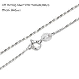 925 Sterling Silver Rhodium Plated Box Chain Necklace - 35-80cm Thin Link Slim