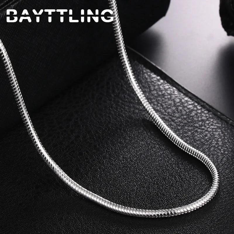 S925 Sterling Silver 3MM Snake Chain Necklace 16-24 Inch