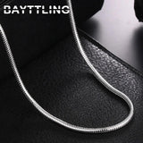 S925 Sterling Silver 3MM Snake Chain Necklace 16-24 Inch
