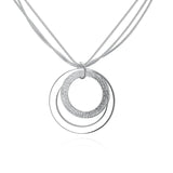 925 Silver Snake Chain Choker Necklace Three Circle Collar Pendant