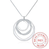925 Silver Snake Chain Choker Necklace Three Circle Collar Pendant