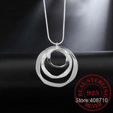 925 Silver Snake Chain Choker Necklace Three Circle Collar Pendant