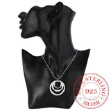 925 Silver Snake Chain Choker Necklace Three Circle Collar Pendant