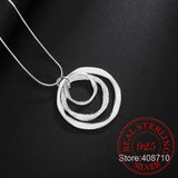 925 Silver Snake Chain Choker Necklace Three Circle Collar Pendant