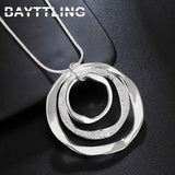 925 Silver Frosted Round Necklace 18 Inches Women's Charm Gift Jewelry
