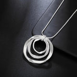 925 Silver Frosted Round Necklace 18 Inches Women's Charm Gift Jewelry