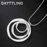 925 Silver Frosted Round Necklace 18 Inches Women's Charm Gift Jewelry