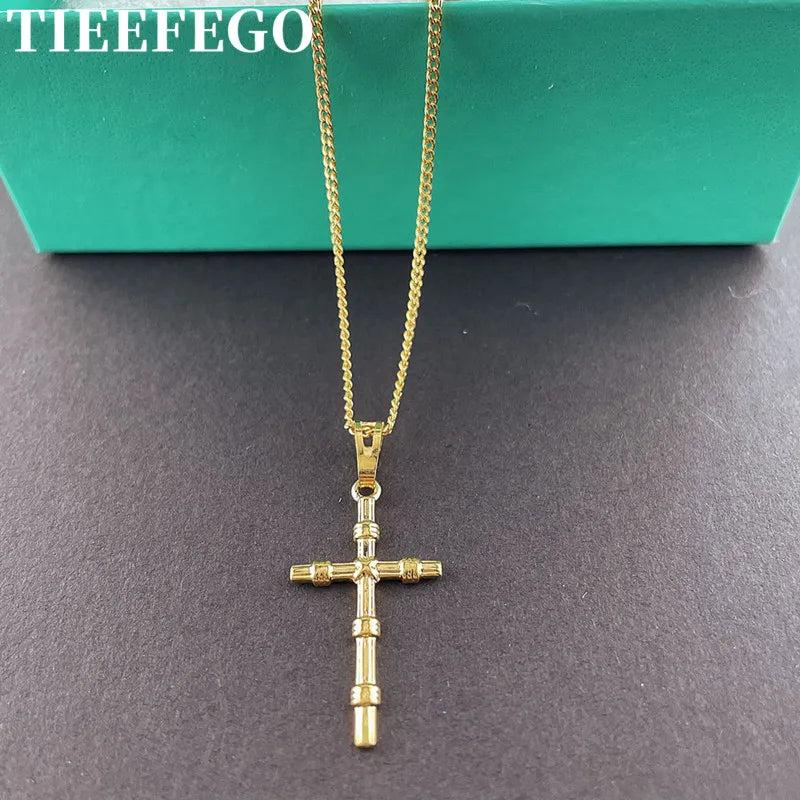 24K Cross Pendant Necklace for Women & Men