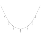 925 Silver Cross Tassel Necklace Choker Collar