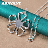 925 Silver Geometric Pendant Necklace Chain For Women
