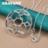 925 Silver Geometric Pendant Necklace Chain For Women