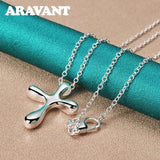 925 Silver Geometric Pendant Necklace Chain For Women