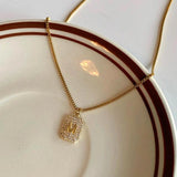 14K Plated Letter M Pendant Necklace AAA Zirconia Jewelry Gift