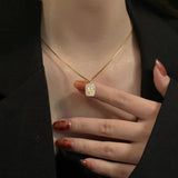 14K Plated Letter M Pendant Necklace AAA Zirconia Jewelry Gift