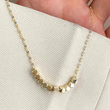 14k Real Charm Square Chain Necklace for Women High Temperament Jewelry