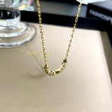 14k Real Charm Square Chain Necklace for Women High Temperament Jewelry