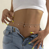 Y2k Double Layer Metal Bodychain for Summer, Sexy Bikini Women Waist Chain