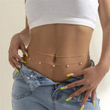 Y2k Double Layer Metal Bodychain for Summer, Sexy Bikini Women Waist Chain
