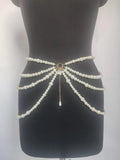 Y2K Multilayer Pearl Waist Chain Retro Character Party Accessorie