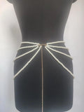 Y2K Multilayer Pearl Waist Chain Retro Character Party Accessorie