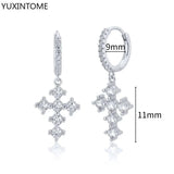 925 Silver Hoop Earrings Crystal Wedding Women's Jewelry