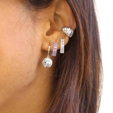925 Silver Hoop Earrings Crystal Wedding Women's Jewelry