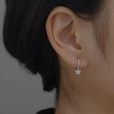 925 Silver Hoop Earrings Crystal Wedding Women's Jewelry