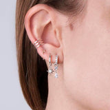 925 Silver Hoop Earrings Crystal Wedding Women's Jewelry