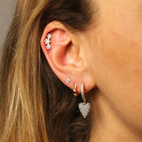 925 Silver Hoop Earrings Crystal Wedding Women's Jewelry