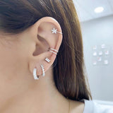 925 Silver Hoop Earrings Crystal Wedding Women's Jewelry