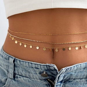 Star Rhinestone Chain Belly Belt Y2K Body Jewelry