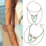Woman Unique Tassel Chain Upper Arm Cuff Armlet