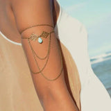 Woman Unique Tassel Chain Upper Arm Cuff Armlet