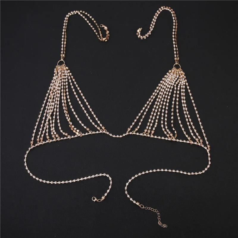 Summer Sexy Crystal Rhinestone Bra Bikini Chest Chain Body Jewelry