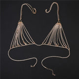 Summer Sexy Crystal Rhinestone Bra Bikini Chest Chain Body Jewelry