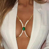 Summer Beach Rhinestone Cross Chest Bra Chain Body Jewelry