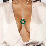 Summer Beach Rhinestone Cross Chest Bra Chain Body Jewelry