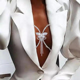 Summer Beach Rhinestone Cross Chest Bra Chain Body Jewelry