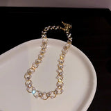 14K Real Plated Pearls Chain Necklace for Women Girl Jewelry
