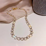 14K Real Plated Pearls Chain Necklace for Women Girl Jewelry