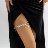 Sexy Rhinestones Pearl Tassel Leg Thigh Chain for Women