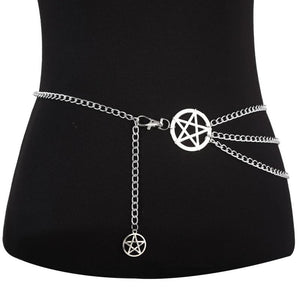 Pentagram Waist Chain Belt Women Sexy Belly Chains Bikini Dress Goth Vintage Bod