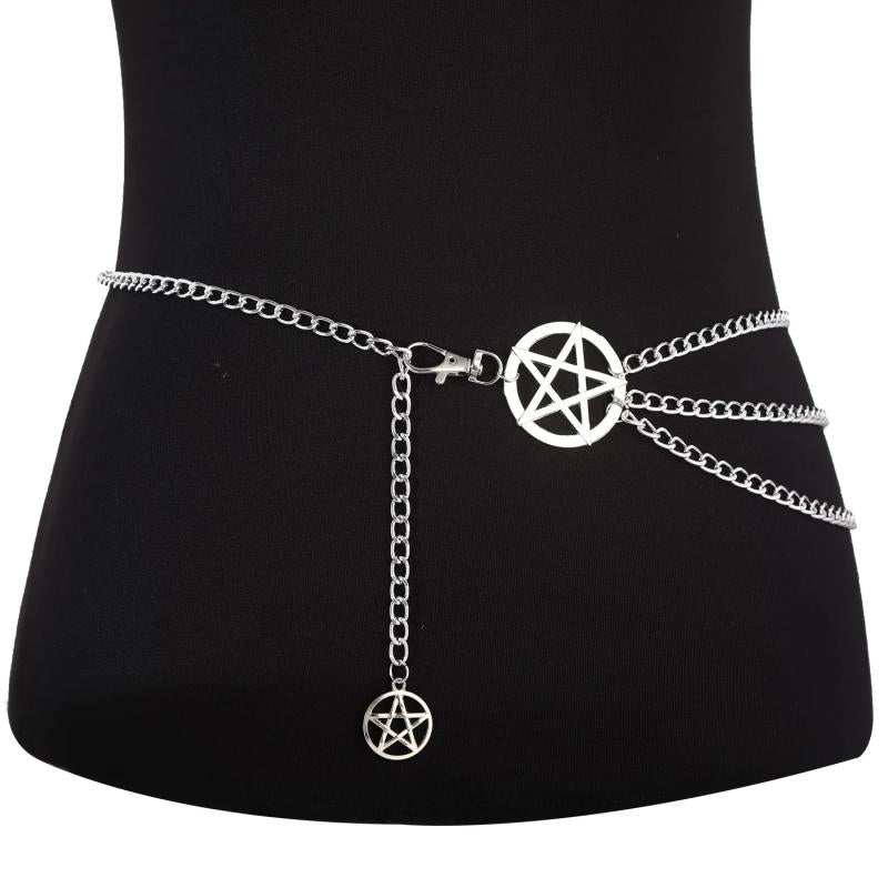 Pentagram Waist Chain Belt Women Sexy Belly Chains Bikini Dress Goth Vintage Bod