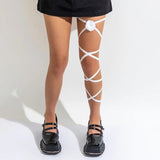 Punk Flower Charm Leg Chain for Women Long Elastic Band Body Jewelry