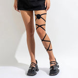 Punk Flower Charm Leg Chain for Women Long Elastic Band Body Jewelry