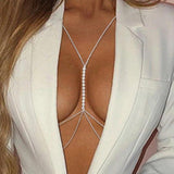 Stonefans Rhinestone Cross Bra Chain Harness for Women