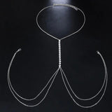 Stonefans Rhinestone Cross Bra Chain Harness for Women