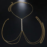 Stonefans Rhinestone Cross Bra Chain Harness for Women